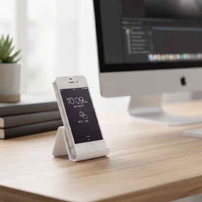 Support telephone blanc pratique simple