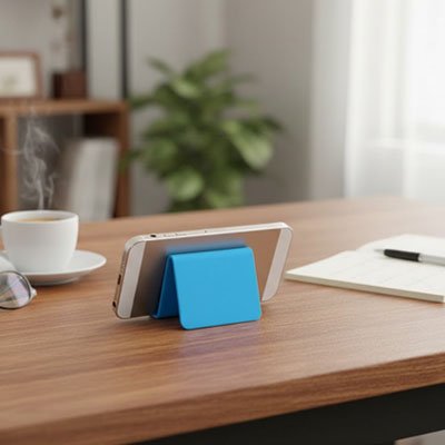 Support telephone  bleu pratique simple horizontal