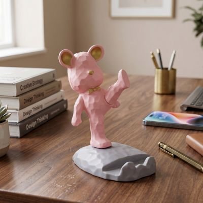 Support telephone fun rose nounours travail bureau