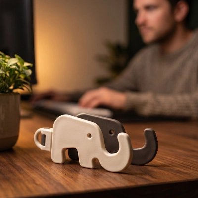 Support telephone pliable mini porte clé mignon léger sur bureau marron
