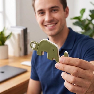 Support telephone pliable mini porte clé mignon léger sur bureau homme avec sourire