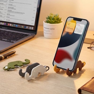 Support telephone pliable mini porte clé mignon léger sur bureau