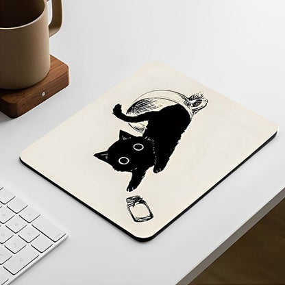 Tapis de souris caht dans tasse noir et blanc