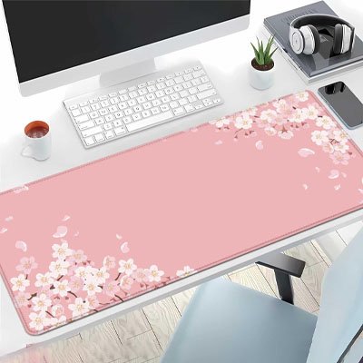 Tapis de souris sous main grande dimension rose avec fleur