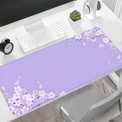 Tapis de souris sous main grande dimension violet avec fleur